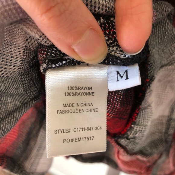 CLOTH & STONE Red and Gray Plaid Ruffled Crop Top - Picture 4 of 4